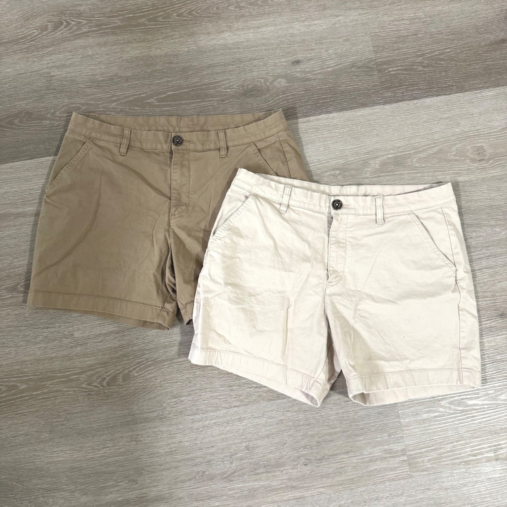 Chubbies Originals Shorts Mens 35 Khaki Tan Chino 5.5 Inch Inseam Lot of 2